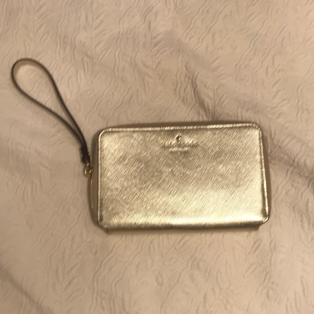 Kate Spade gold New York zip wristlet